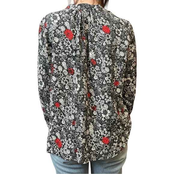 Zadig & Voltaire Tink Crepe Floral Black Top Blouse Long Sleeve Size XS NWT - Picture 6 of 10
